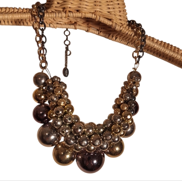 Amrita Singh Oversized Silver & Gold Toned Ball Choker Style Necklace Whimsigoth - Picture 2 of 3